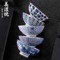 日本進(jìn)口 ，Mino Yaki 美濃燒 日式藍(lán)繪釉下彩4.5英寸飯碗 禮盒裝 5只裝 