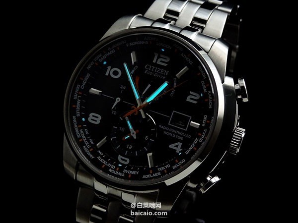 新款h820機芯,citizen 西鐵城 光動能五局電波兩地時萬年曆男表 $284