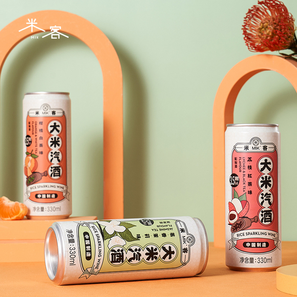 mik 米客 大米汽酒330ml*6罐 赠桃子味米酒250ml*1瓶44.